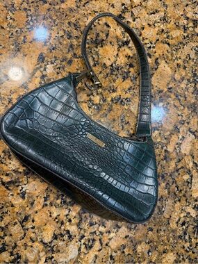 Minicci Dark Green Croc-Embossed Shoulder Bag